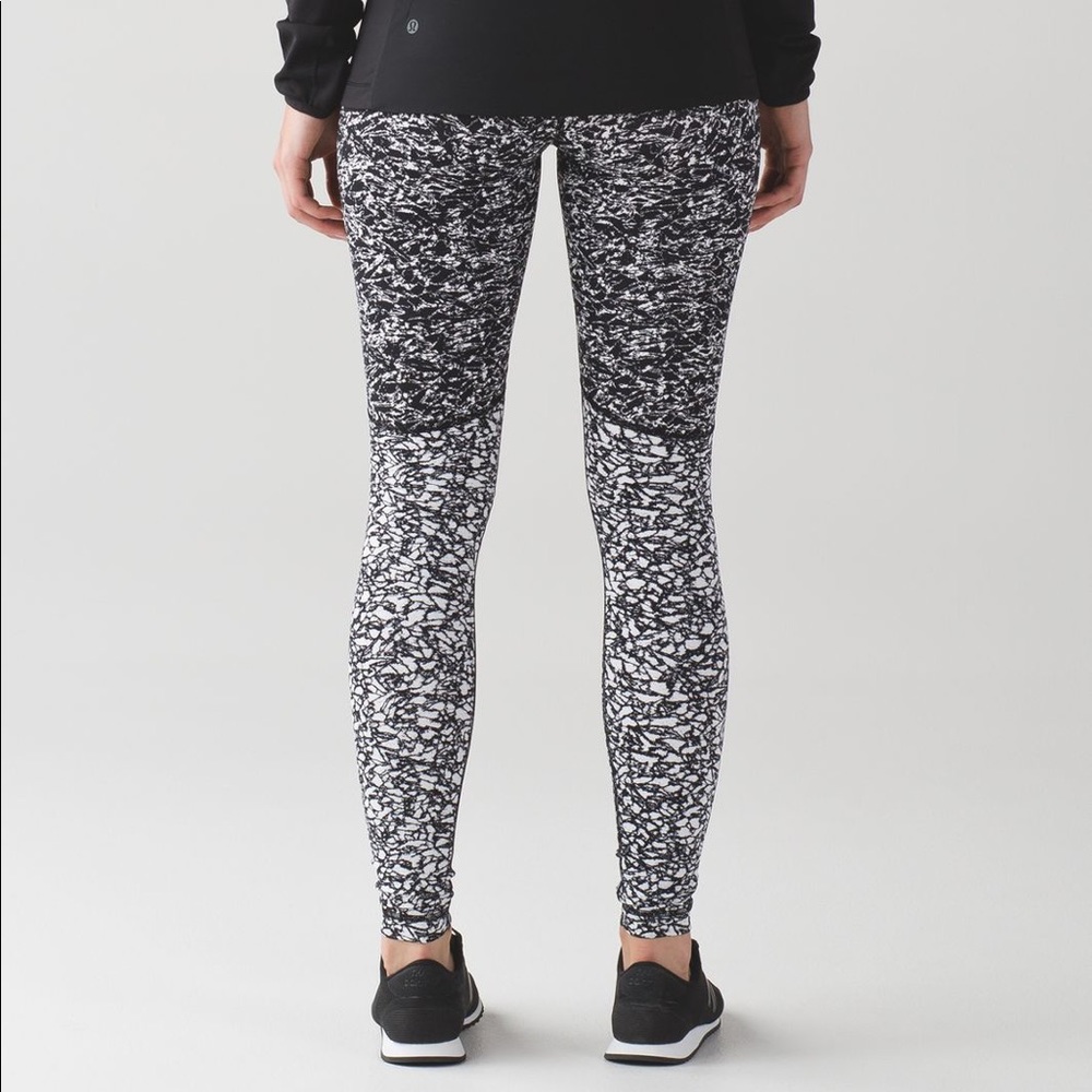 Lululemon Wunder Under Pant 4 High Rise Ice Breaker Wave Black White Luxtreme